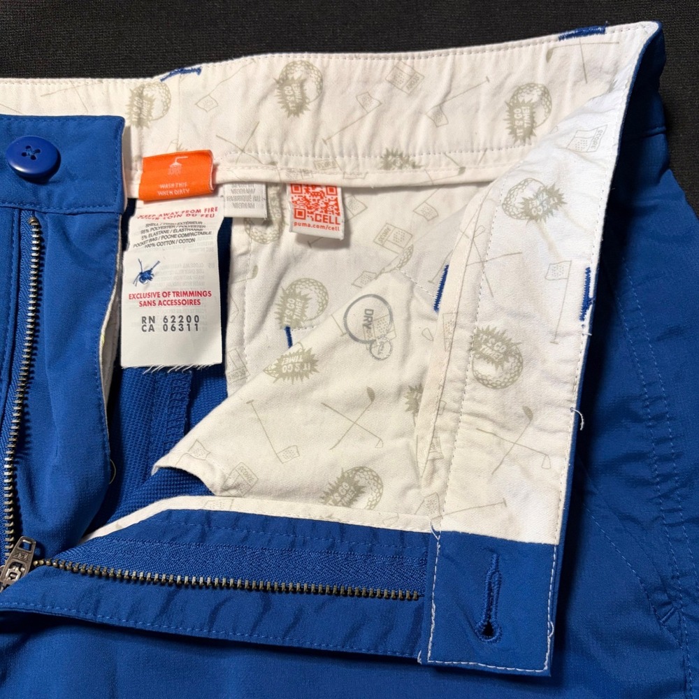 Puma CELL Golf Shorts Mens 32 Blue Performance Stretch Flat Front Pockets - Picture 2 of 9